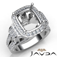 Cushion Diamond Setting Antique & Vintage Engagement Semi Mount Ring 14K White Gold 2.65ct.