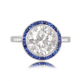 Yale Old European Cut Diamond with Sapphire Halo Engagement Ring TV