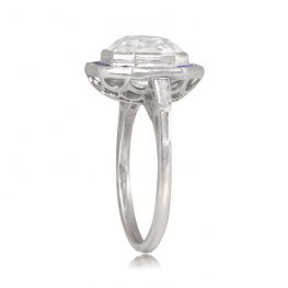 4.09 Carat Asscher-cut Diamond and Sapphire Halo Ring Haddon Ring