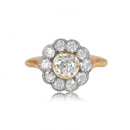 vintage Victorian 0.82 diamond cluster floral engagement ring 13220 TV
