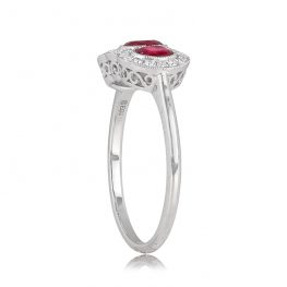 Platinum Ruby and Diamond Engagement Ring - Adelaide Ring