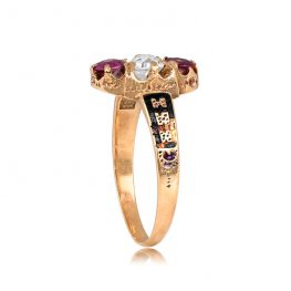 Victorian Diamond and Pink Sapphire Ring - Maribelle Ring