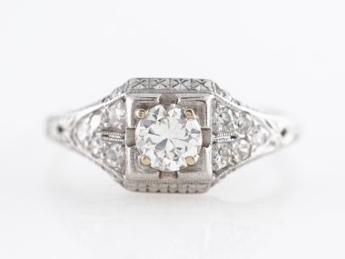 1930's Old European Cut Diamond Engagement Ring in Platinum