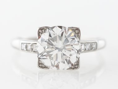 2 Carat Mid-Century Diamond Engagement Ring Platinum