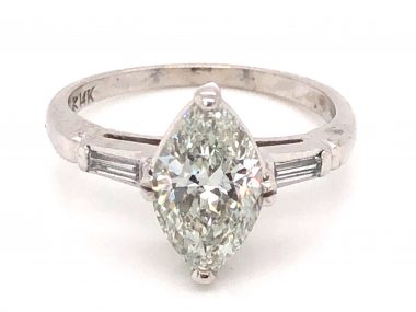 Mid-Century 1.34 Marquise Diamond Engagement Ring in 14k White Gold