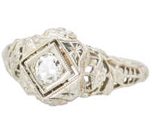 Vintage Finesse - Diamond Filigree Engagement Ring