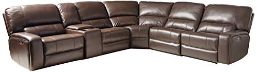 ACME FURNITURE Saul Sectional Sofa with Power Recliners, Espresso Leather-Aire