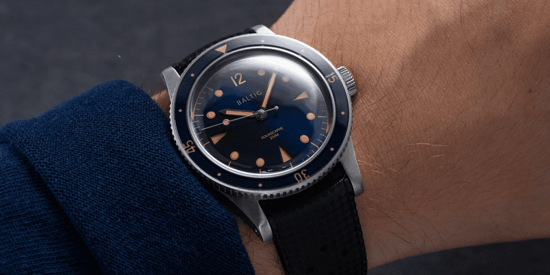Baltic Aquascaphe Blue Dial on Rubber strap 