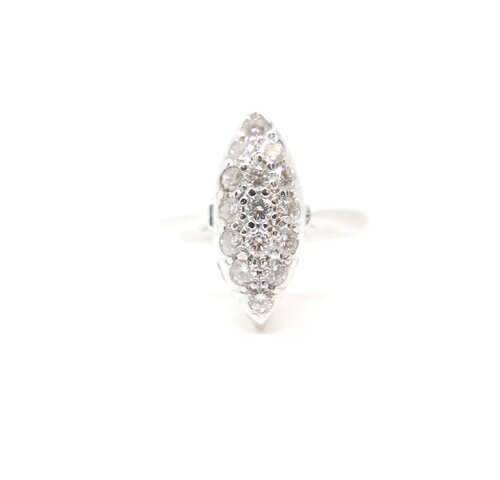 Marquise Shaped Diamond Cluster Ring in 18ct Gold