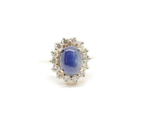 Sapphire & Diamond Cabochon Ring