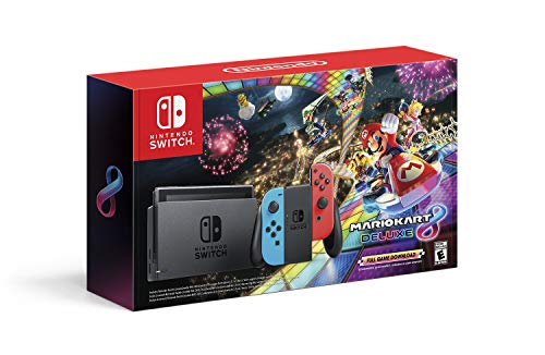 Nintendo Switch w/ Neon Blue & Neon Red Joy-Con + Mario Kart 8 Deluxe (Full Game Download) - Switch