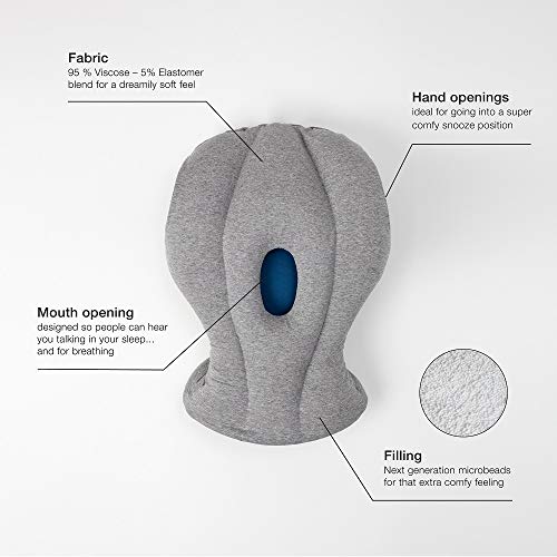 Ostrichpillow Original Travel Pillow for Airplane Flying - Travel Accessories for Head Support, Gift for Power Nap on Flight and Desk - Sleepy Blue