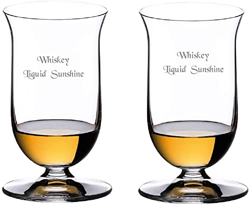 Riedel Personalized Vinum Single Malt Whisky Glasses, Set of 2 Custom Engraved Tall Tulip Shaped Crystal Whiskey Glasses for Scotch, Bourbon, Rye