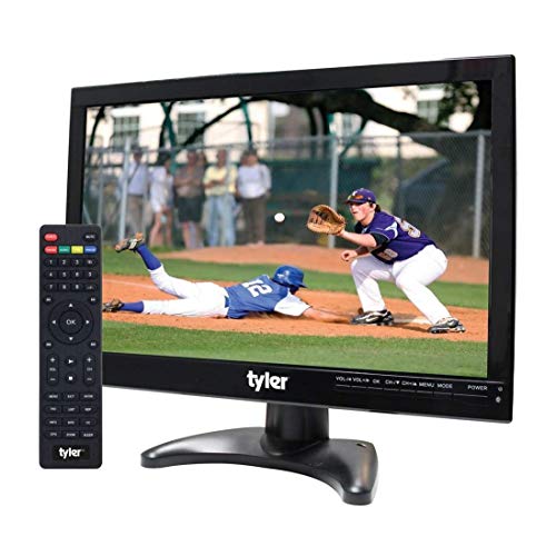 Tyler 14” Portable TV LCD Monitor 1080P Rechargeable Lithium Battery Operated, 3 Antenna, HDMI, SD, USB, RCA, FM Radio, Digital Tuner, AV Inputs, AC/DC, TV Stand and Remote Control For Kids Car Travel
