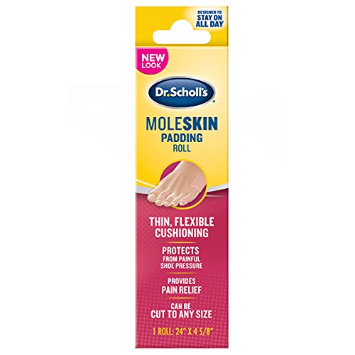 Dr. Scholl’s Moleskin Plus Padding Roll (24" x 4 5/8") / All-Day Pain Relief and Protection from Shoe Friction with Soft Padding That Conforms to the Foot and Can Be Cut To Any Size