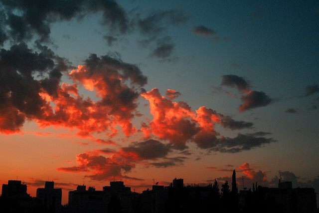 cityscape view with sky like fire