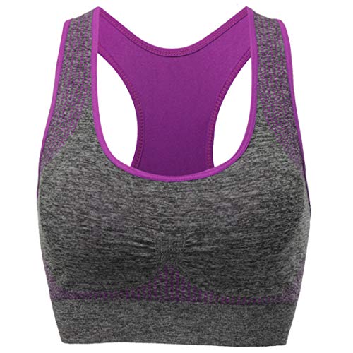 TOBWIZU Sports Bras for Women, Medium Support Yoga Gym Activewear Bras with Pocket Purple