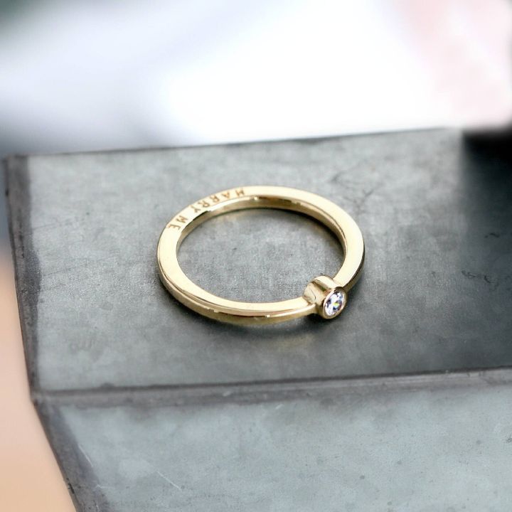 Personalised 9ct Gold Diamond Engagement Ring, Etsy