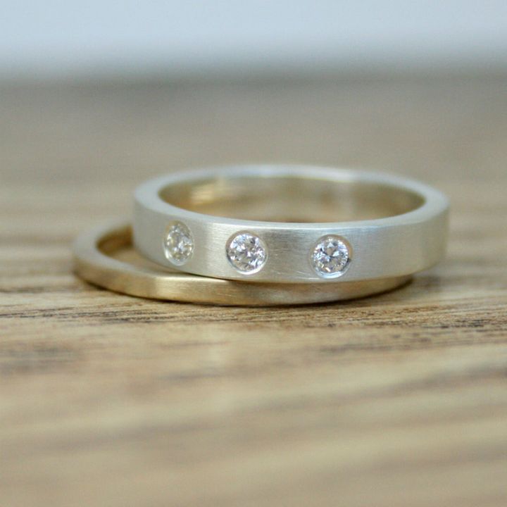 Triple Diamond Ring, Etsy