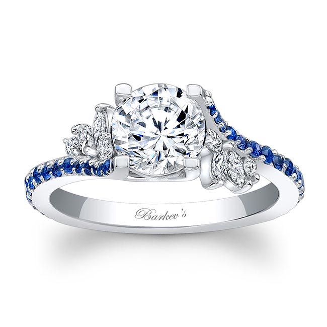 1 Carat Round Diamond Sapphire Accent Ring