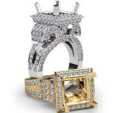 Diamond Princess Antique & Vintage Semi Mount Engagement Halo Setting Ring 14K White Gold 2.25ct.