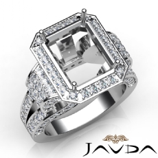 Emerald Diamond Antique & Vintage Semi Mount Engagement Ring 14k White Gold Halo Setting 2.7ct.