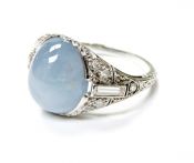 Art Deco Star Sapphire and Diamond Ring