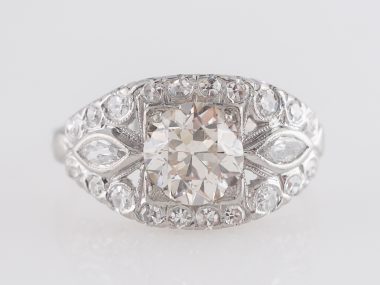 1.13 Deco European Diamond Engagement Ring in Platinum