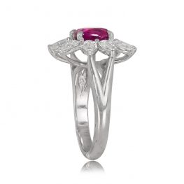 Ruby and Diamond Cluster Ring Flowerhead -