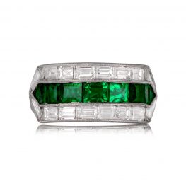 Dalton Emerald and Emerald-Cut Diamond Band Ring TV