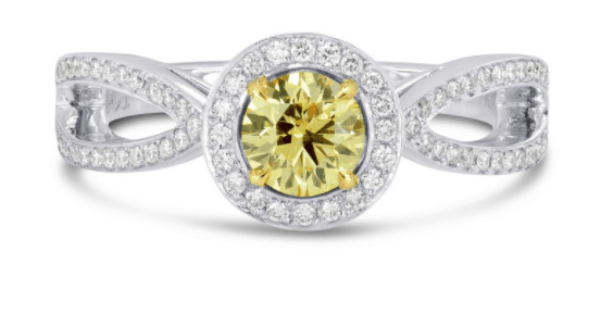Fancy Intense Yellow Round Brilliant Diamond Engagement Ring