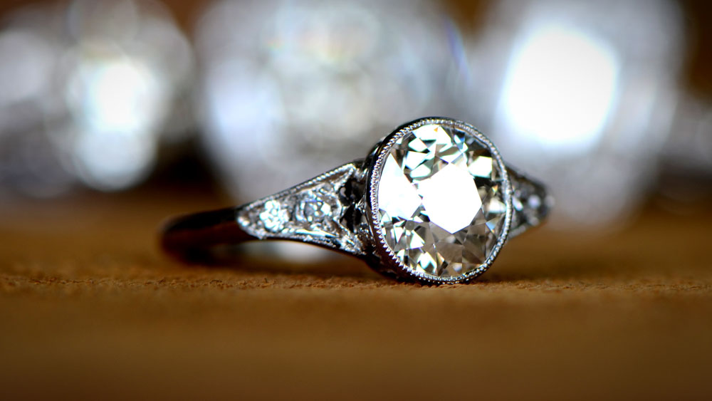 vintage engagement ring with old European cut diamond