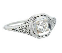 White Wedding - Diamond Filigree Engagement Ring