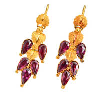 Falling Leaves - Victorian Garnet Gold Earrings