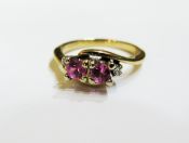 Vintage Pink Sapphire and Diamond Toi et Moi Ring