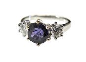 Vintage Purple Sapphire and Diamond Ring