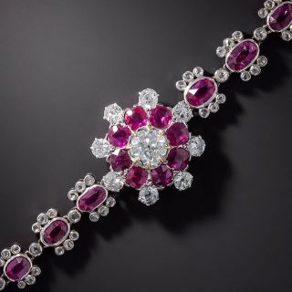 Antique Ruby and Diamond Cluster Bracelet - 2