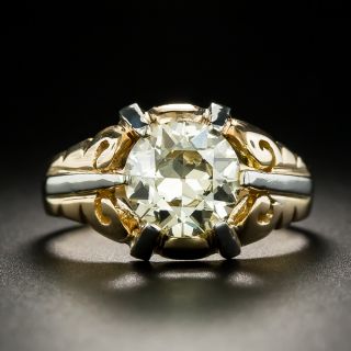 Art Deco 2.45 Carat Diamond Two-Tone Gypsy Ring - GIA - 2