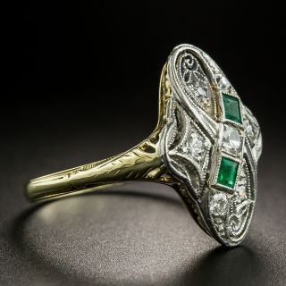 Art Deco Diamond and Emerald Dinner Ring