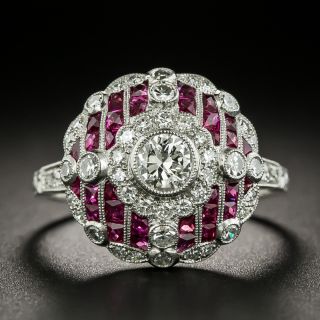 Art Deco Style Diamond and Calibre Ruby Ring - 2