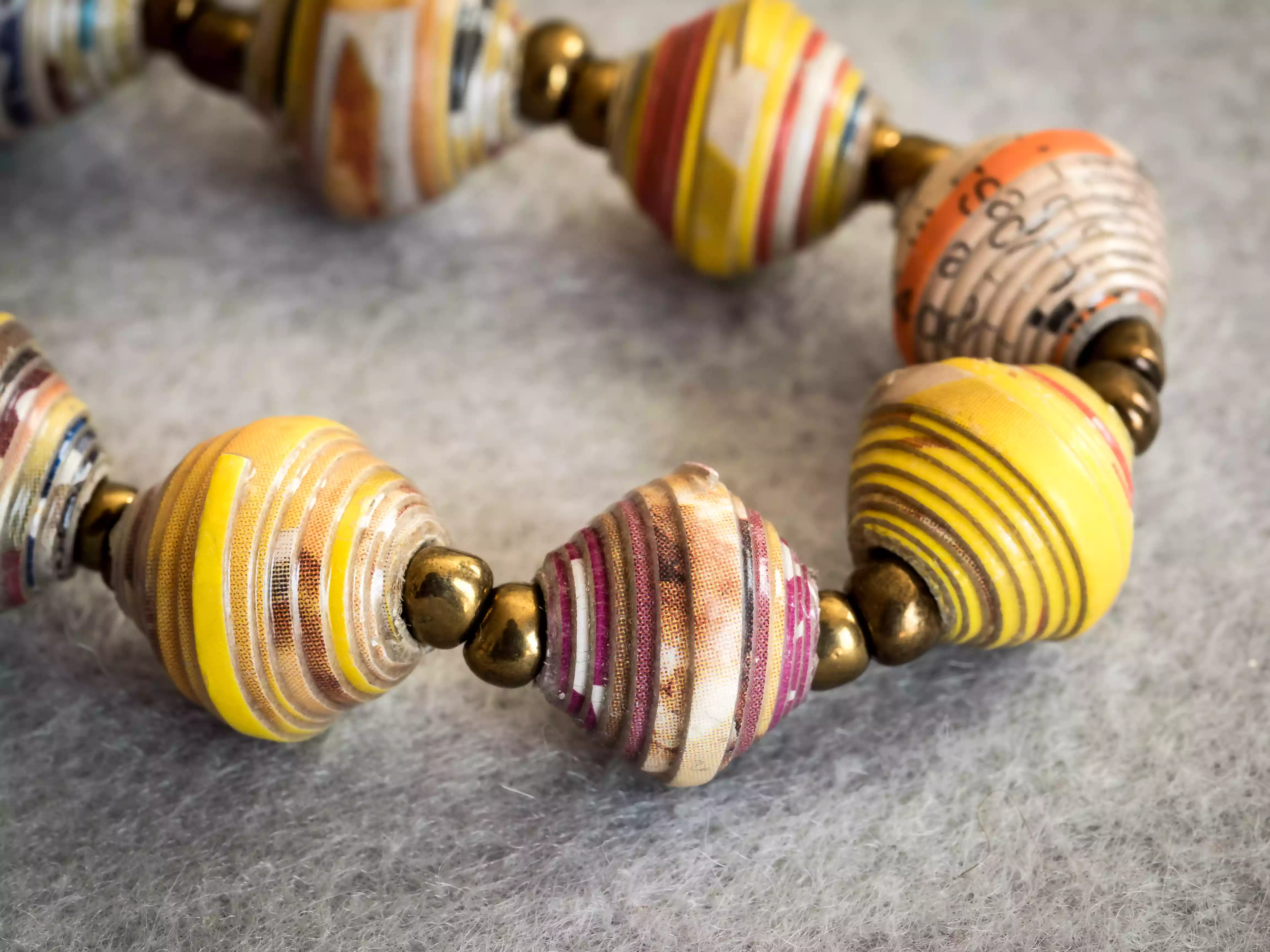 Bracelet of Colorful, Recycled Paper Beads