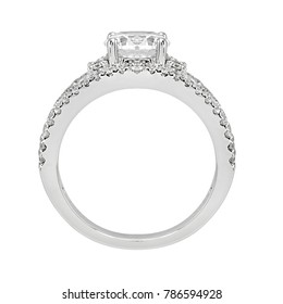 Diamond white gold ring on white isolated