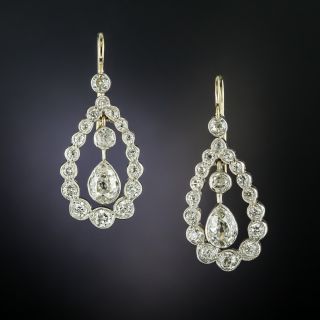 Edwardian Diamond Drop Earrings - 2