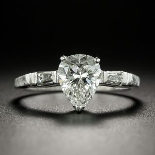 Estate 1.20 Carat Pear-Shaped Diamond and Baguette Ring - 2
