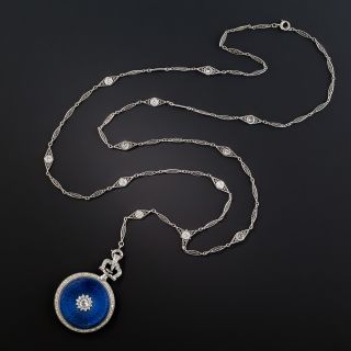 French Enamel and Diamond Watch Necklace/Pin - 2