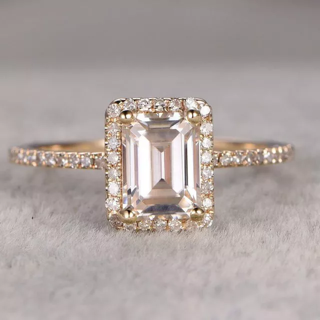 MSJewelers Classic Art Deco Moissanite Diamond Engagement Ring 