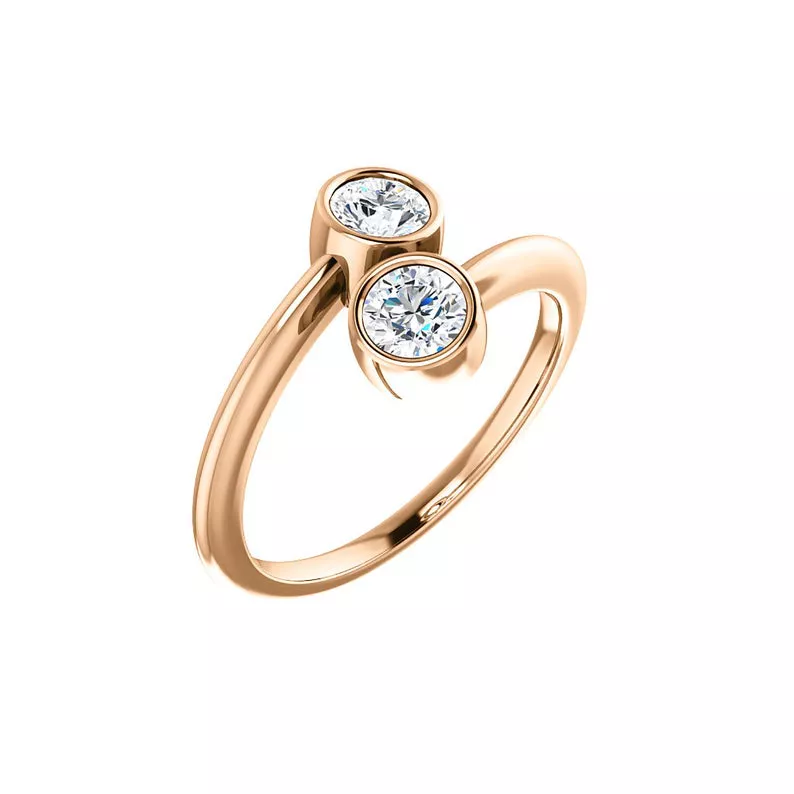 Golden Lilo Dual Stone Diamond Ring