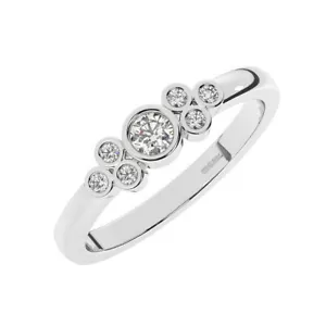 4.5 MM Bezel Set Round Brilliant Cut Diamonds Engagement Ring in 9K White Gold