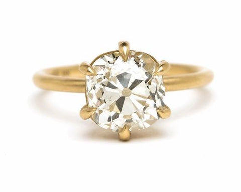 gold old mine cut engagement ring