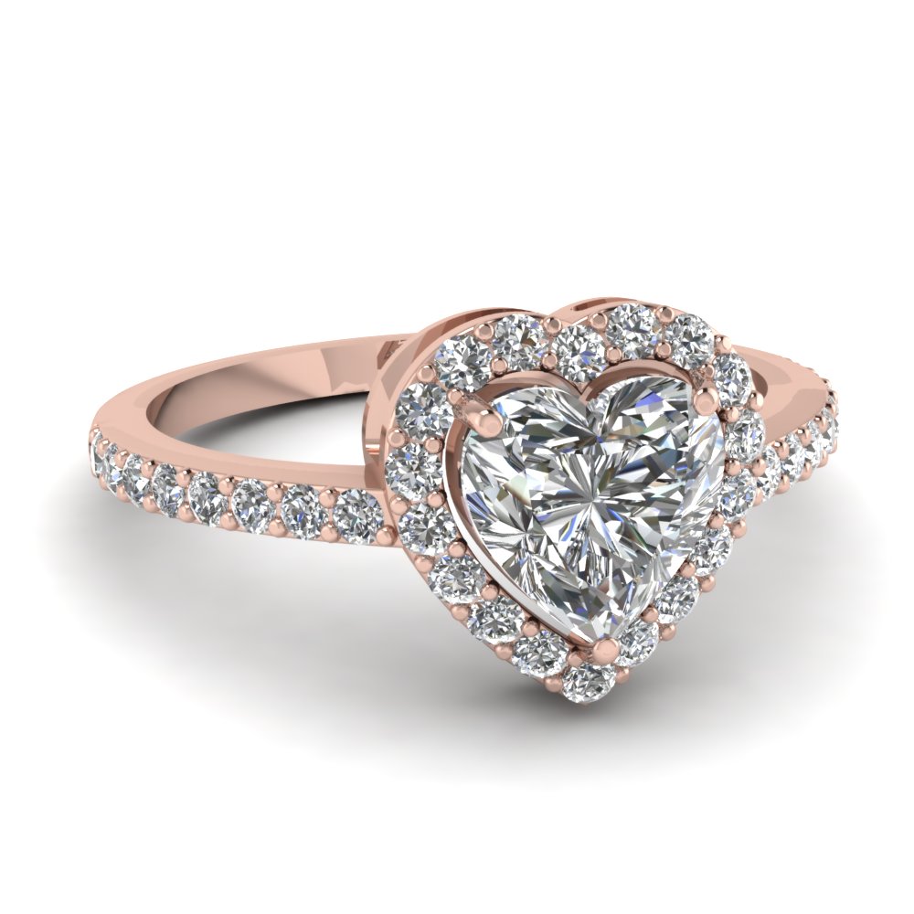 Heart Shaped Halo Engagement Ring